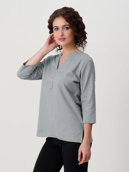 Saadho Short Kurta - Light Grey