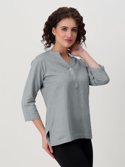 Saadho Short Kurta - Light Grey