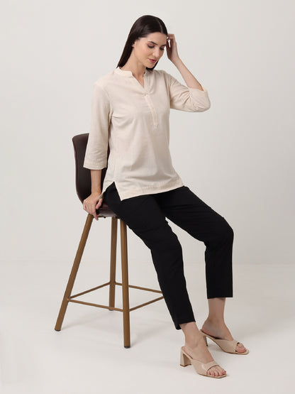 Saadho Short Kurta - Ecru