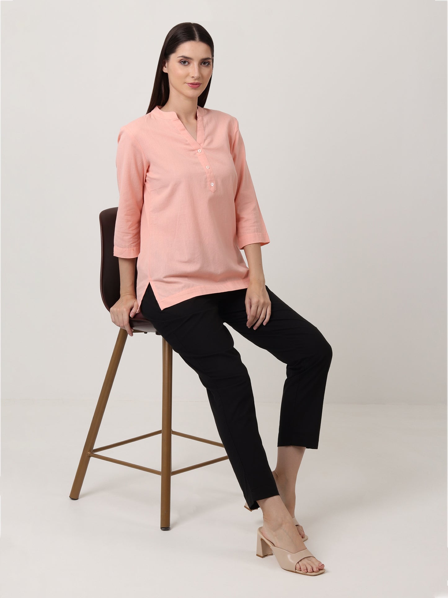 Saadho Short Kurta - Peach