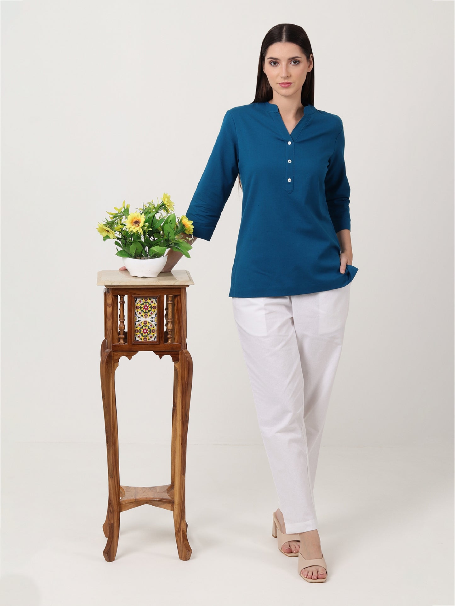 Saadho Short Kurta - Turqoise