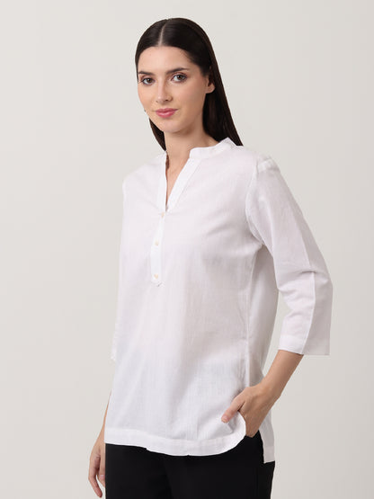 Saadho Short Kurta - White