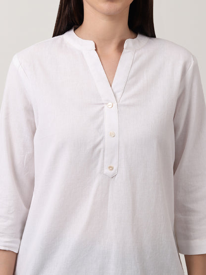 Saadho Short Kurta - White