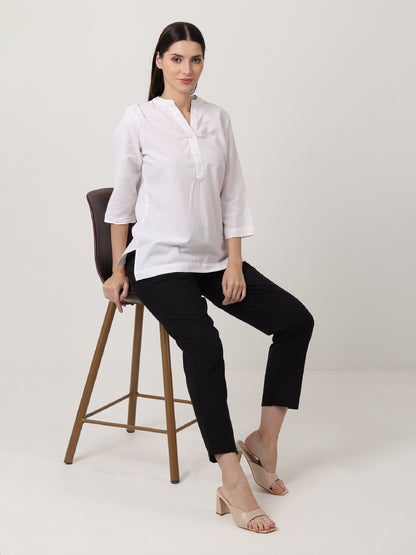 Saadho Short Kurta - White