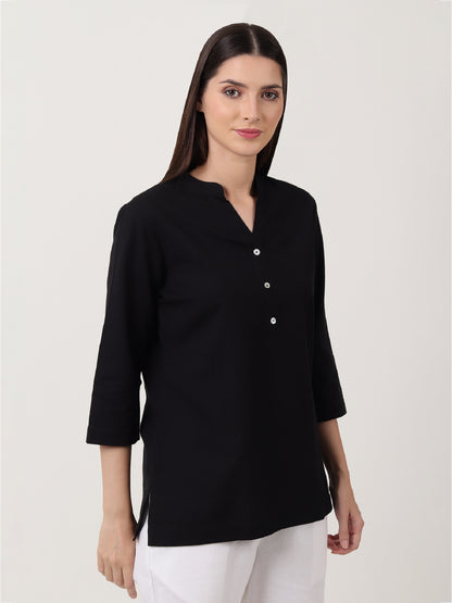 Saadho Short Kurta - Black